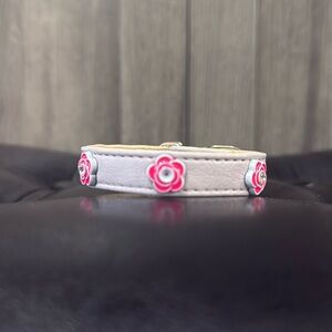 New Pink Flower With Crystals 10" Adjustable Collar For Small Dog